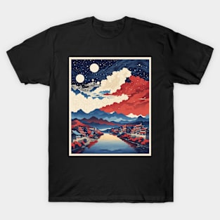 Changwon South Korea Starry Night Travel Tourism Retro Vintage Art T-Shirt